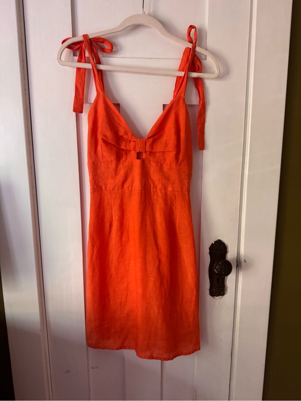 Cento Lino Orange Tie-Shoulder Linen Sundress